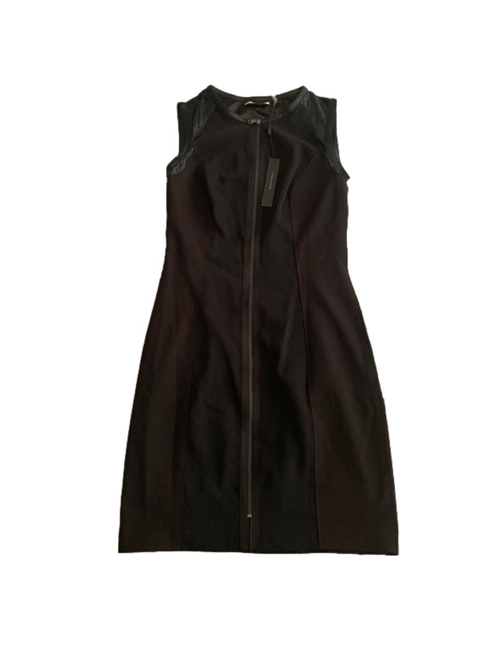 New Tahari Black Fitted Leather Stretch Dress
